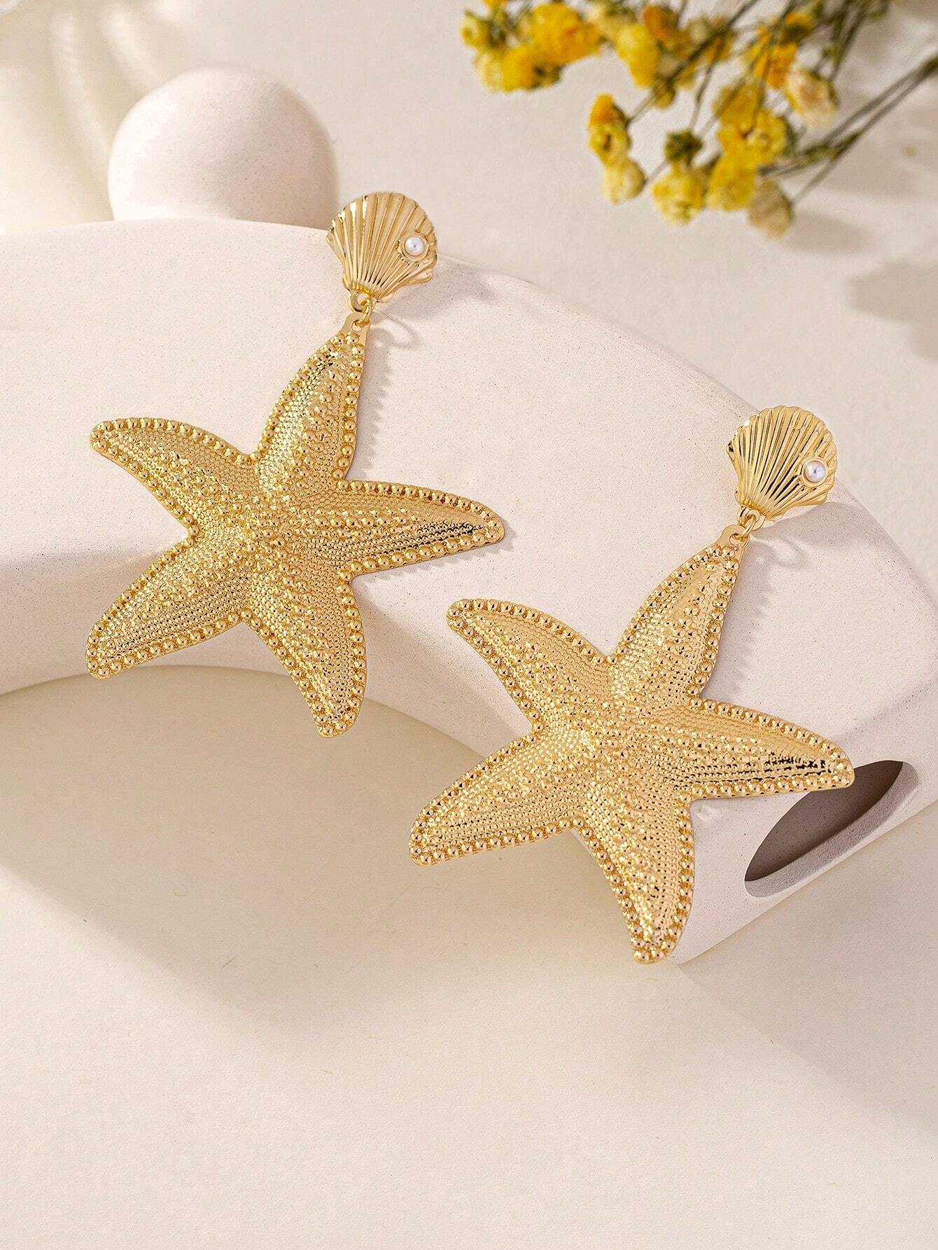 Seastar Shell Summer Earrings Ocean Sparkle - So Real Fashion