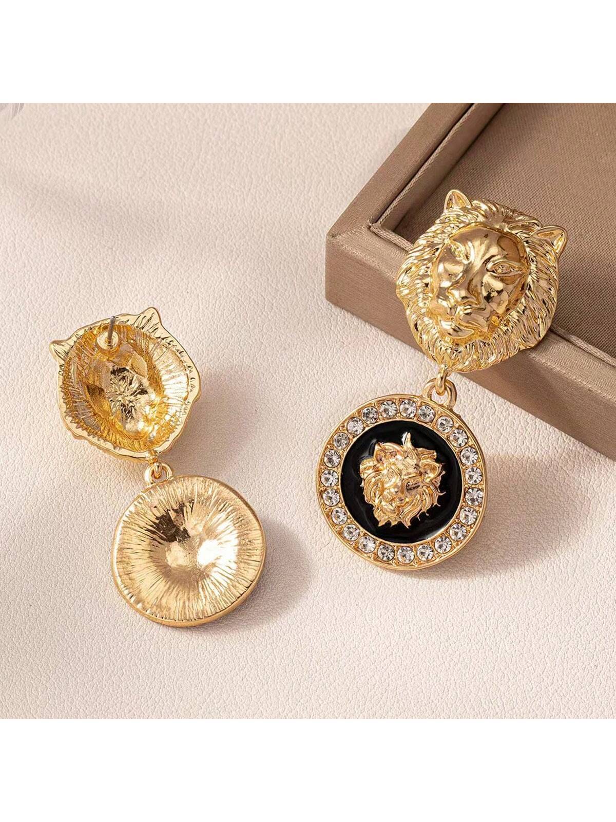 Vintage Lion Head Stud Earrings Bold Unique Style - So Real Fashion